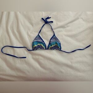 Striped Blue and Green Bikini Top
